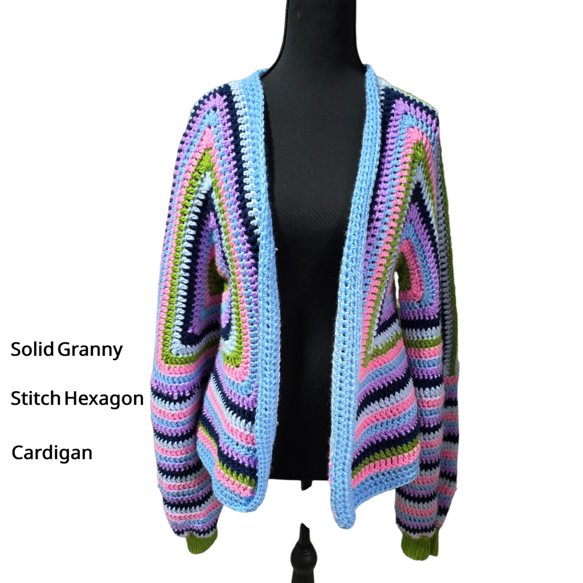 Solid Granny Stitch Hexagon Cardigan